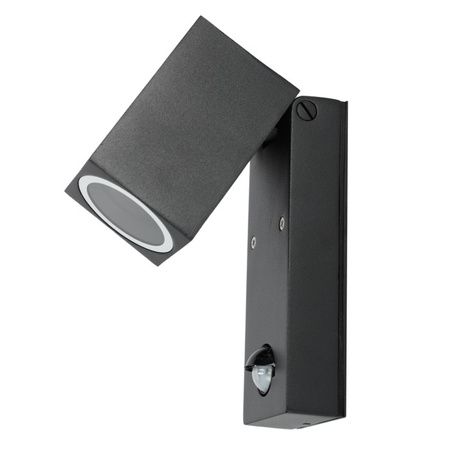 Kinkiet Ogrodowy Lampa Elewacyjna Zewnętrzna LED GU10 IP44 Czarna Czujnik QUAZAR 15 LX KOBI