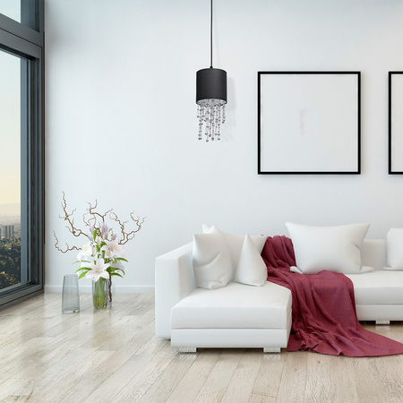 Lampa wisząca ALMERIA 1xE27 Elegancka Sznury Korali Srebrna MLP6429 Milagro Metal + Tworzywo sztuczne+ Tkanina