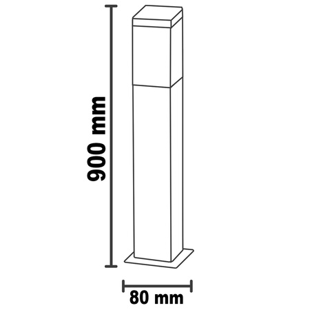 Lampa Ogrodowa E27 KWADRATOWA SŁUPEK 90cm Srebrny