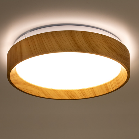 Plafon LED Panel Natynkowy Lampa Sufitowa Oprawa WOODY 18W 4000K Okrągły IP44 27cm LUMILED