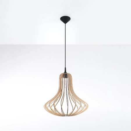 Lampa Sufitowa Wisząca Zwis E27 Geometryczna Brązowa Skandynawska Elza Sollux