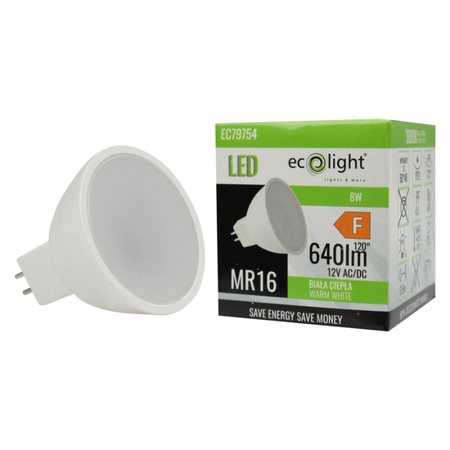 Żarówka LED Reflektor MR16 GU5.3 8W 640lm 3000K Ciepła 12V Ecolight