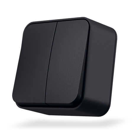 Przełącznik Światła 2-Klawiszowy 10A Natynkowy Czarny BINERA VIDEX