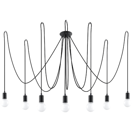 Lampa Sufitowa Wisząca Zwis 7x E27 Nieregularna Czarna Industrialna Edison Sollux