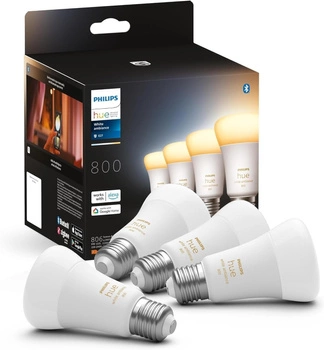 4x Żarówka LED E27 A60 9W = 60W 806lm 2200-6500K CCT SMART Inteligentna Bluetooth ZigBee White Ambiance Philips HUE