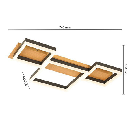 Żyrandol Lampa LED Sufitowa Dekoracyjna 70W 3000-6500 CCT Ściemnialna Pilot Czarny Brązowy Masterled