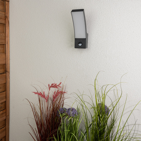 Lampa Elewacyjna LED Zewnętrzna Ścienna Czarna Kinkiet Ogrodowy 10W 4000K IP44 Czujnik Ruchu LOGIA LUMILED