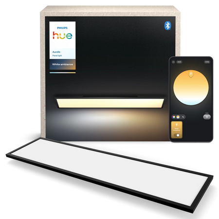 Panel LED Lampa Sufitowa Natynkowa 120x30 cm 39W 3750lm IP20 White Ambiance TW Czarna Inteligentna SMART Zigbee Bluetooth Aurelle Philips HUE