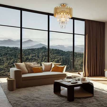 Lampa Sufitowa Żyrandol MADISON Złota 9xE14 Milagro