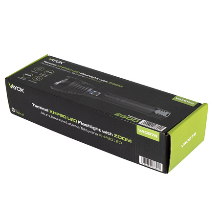 Latarka LED Taktyczna Akumulatorowa USB Wojskowa 15W VA0075 Vayox