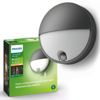 Kinkiet Ogrodowy Lampa Elewacyjna Zewnętrzna LED 5.5W 600lm 2700K IP44 z Czujnikiem Ruchu i Zmierzchu Antracyt Capricorn Philips