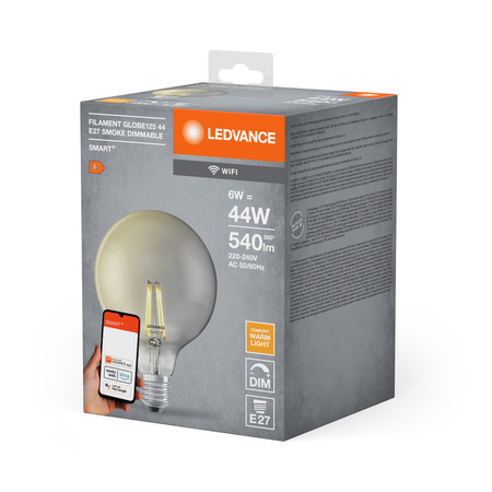 Żarówka LED E27 G125 6W = 44W 2500K Ciepła 540lm 300° Filament LEDVANCE SMART+ WIFI Ściemnialna