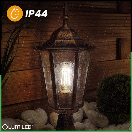 Lampa Ogrodowa Zewnętrzna E27 SŁUPEK LATARNIA 39cm Patyna BELLIS LUMILED