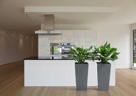 Donica Trapez Ogrodowa z Wkładem Doniczka Dekoracyjna 14x14cm Domowa Kwadratowa do Kwiatów Biała POŁYSK