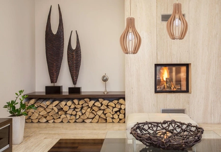 Lampa Sufitowa Wisząca E27 Beżowa Drewno Skandynawska IKA A 4171 Nowodvorski