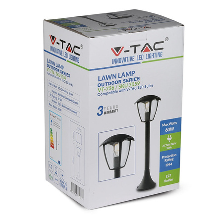 Lampa Ogrodowa Słupek E27 60CM Czarny VT-736 V-TAC