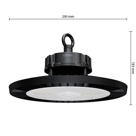 Lampa LED Przemysłowa High Bay 200W 30000lm 4000K Neutralna 90° Ściemnialna Czarny IP65 Masterled
