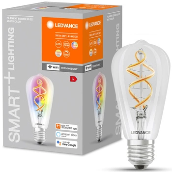 Żarówka LED E27 ST64 4,5W = 30W 2700K Ciepła RGB 300lm 300° Filament LEDVANCE SMART+ WIFI Ściemnialna