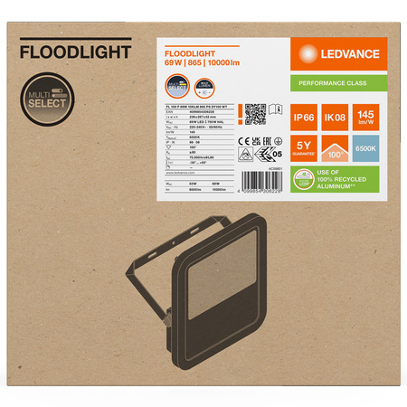 Naświetlacz LED Reflektor Zewnętrzny Lampa 69W 10000lm 6500K IP66 Biały Floodlight Ledvance
