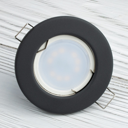 Oprawa HALOGENOWA Podtynkowa Stała Okrągła Grafit Blacha GU10 MR16