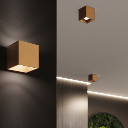 Lampa Sufitowa Oprawa Natynkowa SPOT GU10 Kwadratowa Złota Minimalistyczna Quad Sollux