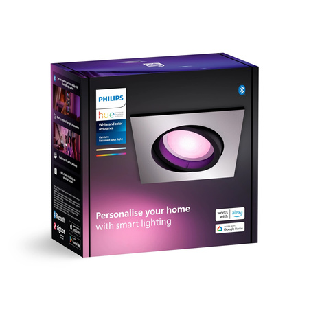 Oprawa Podtynkowa Wpuszczana LED 4.2W 400lm IP20 White and Color Ambiance RGB + TW Aluminium Inteligentna SMART Zigbee Bluetooth Centura Philips HUE