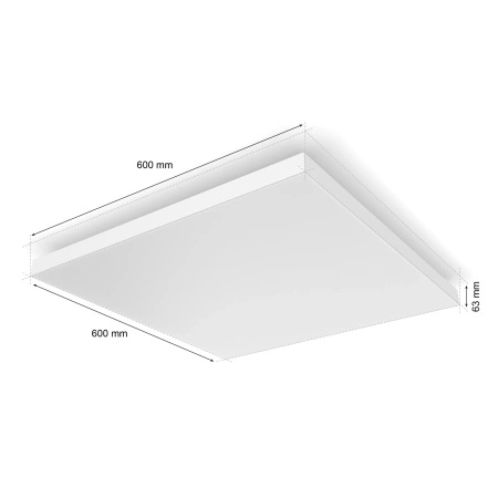 Panel LED Lampa Sufitowa Natynkowa 60x60 cm 67W 4850lm IP20 White and Color Ambiance RGB + TW Biała Inteligentna SMART Zigbee Bluetooth Datura Philips HUE