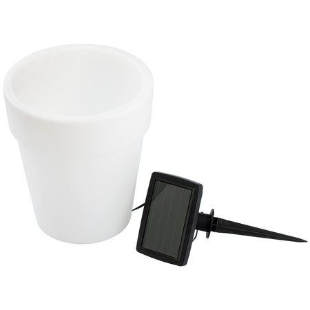 Lampa Ogrodowa LED Solarna Biała Doniczka Na Kwiaty Ozdobna 4000K Neutralna