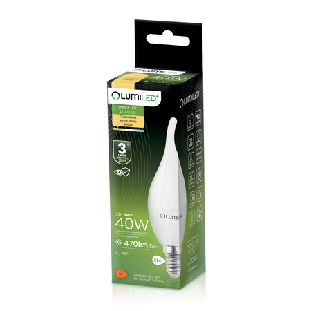 6x Żarówka LED E14 Świeczka BA35 5W = 40W 470lm 3000K Ciepła 180° LUMILED