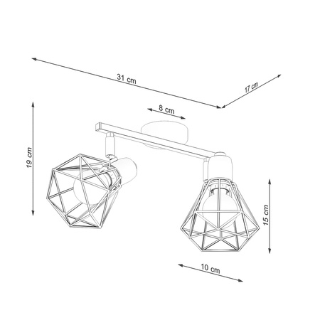 Lampa Sufitowa Listwa Oświetleniowa 2x E14 Żyrandol Geometryczna Biała Nowoczesna Artemis Sollux