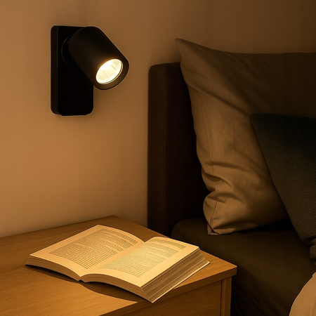 Kinkiet Ścienny Lampa Natynkowa do Czytania GU10 USB Czarny Matowy Timo Masterled