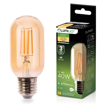 Żarówka LED E27 T45 4W = 40W  470LM 2000K Ciepła 360° Filament Amber LUMILED