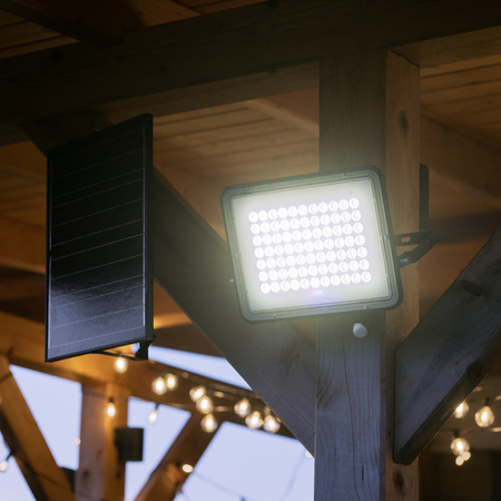 Naświetlacz Solarny LED Halogen 300W Lampa Ogrodowa 4000K IP65 Czujnik Ruchu PIR + Pilot FULGOR LUMILED