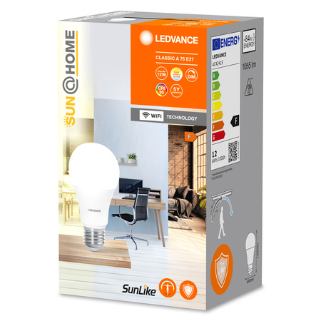 Żarówka LED E27 12W = 75W 1055lm CCT Ściemnialna SMART+ WiFi Sun@Home Ledvance