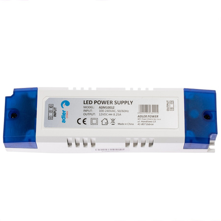 Zasilacz LED stałonapięciowy 12V 100W 8,25A ADM10012 ADLER