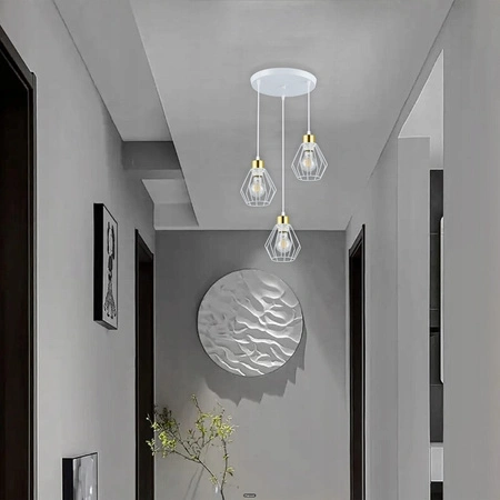 Lampa Sufitowa Oprawa Wisząca 3x E27 Biała Złota Otto Masterled