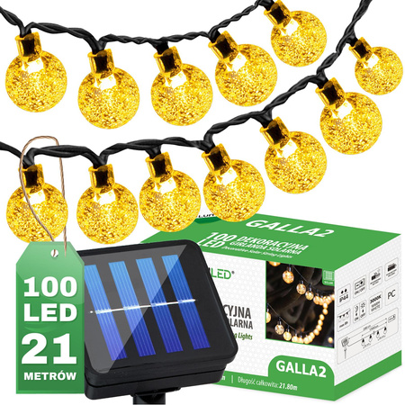 Girlanda Solarna Ogrodowa 100x LED Ozdobne Kuleczki 21.8m Ciepła 3000K GALLA2 LUMILED