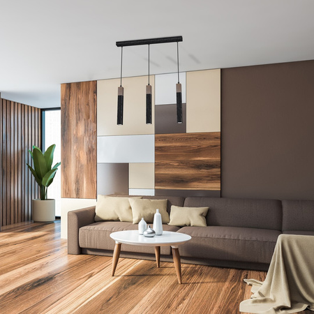 Lampa Wisząca Sufitowa SOLO SAWN Czarna Patyna Drewniana 3x mini GU10 Milagro