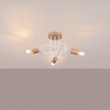 Lampa Sufitowa Oprawa Natynkowa Wisząca Zwis 3x E27 Żyrandol Nieregularna Naturalne Drewno Minimalistyczna Ember Sollux