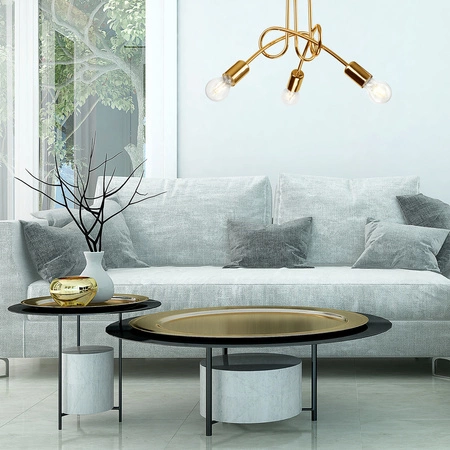 Lampa Sufitowa CAMILLA 3xE27 Złota Loftowa LM-3.79 Lamkur