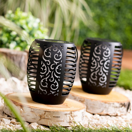 Lampa Solarna Ogrodowa LED Wisząca LATARENKA Płomień IP44 1700K Czujnik Zmierzchu