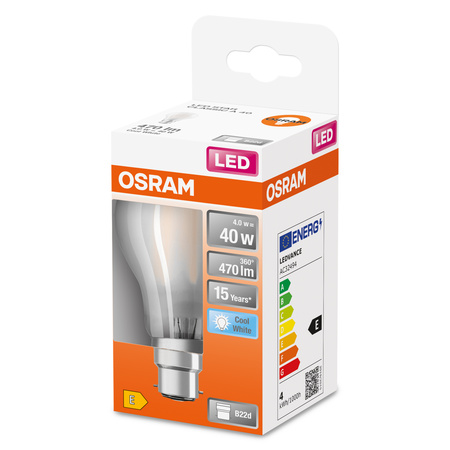Żarówka LED A60 B22d 4W = 40W 470lm 4000K Neutralna 300° Retrofit Filament CLASSIC Osram