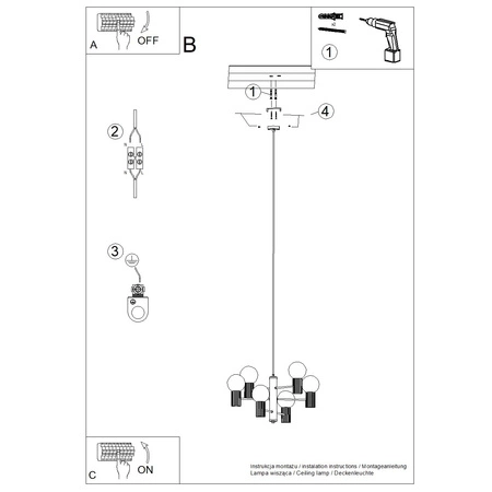 Lampa Wisząca Żyrandol 6x G9 Aluminiowa Beżowy Halo French Sky SL.1831 Sollux