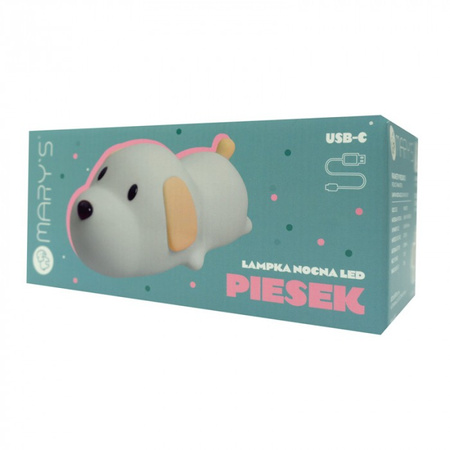 Lampka Nocna Dziecięca LED 1.5W 3000-6500K Ciepła i Zimna USB Akumulatorowa 1200mAh Biała PIESEK MARY'S