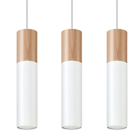 Lampa Sufitowa Wisząca Zwis 3x GU10 Tubularna Brązowa Biała Nowoczesna Pablo Sollux