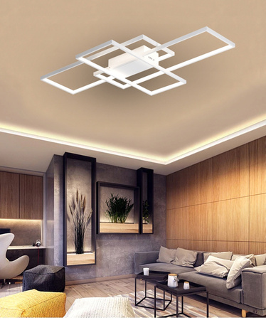 Lampa sufitowa geometryczna PLAFON LED żyrandol 130W 3000K-6500K biały + pilot