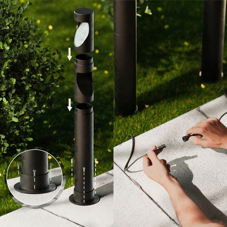 Zestaw 3x Lampa Ogrodowa Zewnętrzna SŁUPEK 70cm LED 1.5W 180lm 2700K + Zasilacz Desi 24V Philips