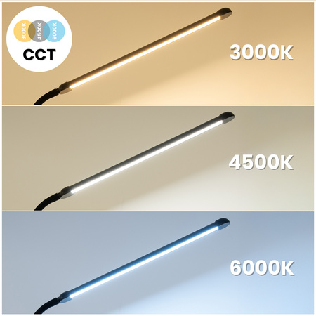 Lampa Stojąca Podłogowa Stołowa LED 14W CCT Ściemnialna z Regulacją Wysokości LONGA 2 Czarna LUMILED