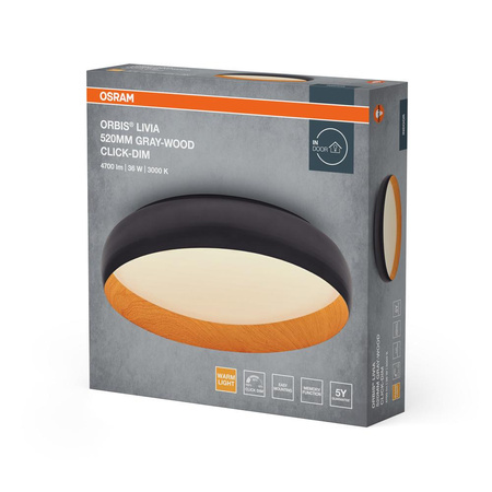 Plafon LED Lampa Sufitowa Natynkowa 36W 2000lm 3000K Ciepła 120° Szara Brązowa Ściemnialna Orbis Livia Osram