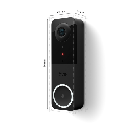 Inteligentny Wideodomofon Dzwonek do Drzwi z Kamerą 2K QHD 1440p CMOS Czarna SMART Zigbee WiFi Doorbell Secure Philips HUE